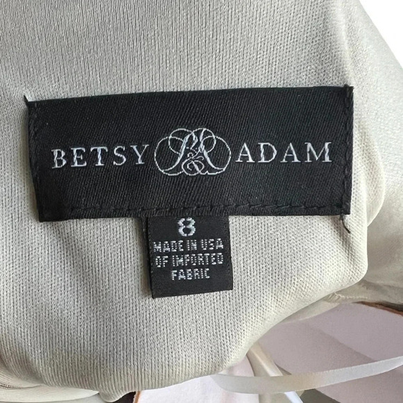 Betsy & Adam Dress Silver Size 8 Metallic Ruched Bling Gown With Leg Slit - Picture 4 of 4